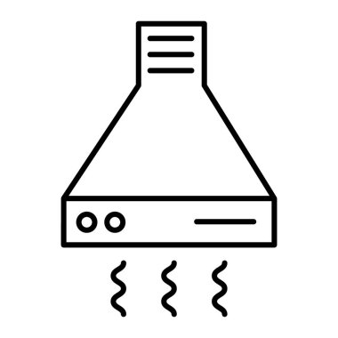 Egzoz kapağı ince çizgi simgesi. Ekstraktör kaput vektör illüstrasyonu beyazda izole edildi. Mutfak havalandırması tasarımı, web ve uygulama için tasarlanmış. Eps 10.