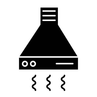 Egzoz kapağı katı simgesi. Ekstraktör kaput vektör illüstrasyonu beyazda izole edildi. Mutfak havalandırma kabartma tasarımı, web ve uygulama için tasarlanmış. Eps 10.