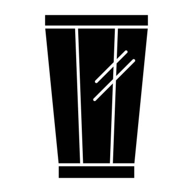 Bir bardak su katı ikonu. Beyaz üzerine izole edilmiş cam vektör çizimi. Bardak kabartma tasarımı, web ve uygulama için tasarlanmış. Eps 10.