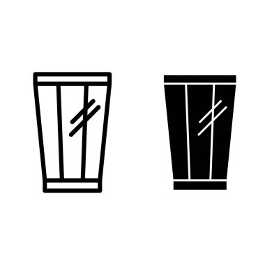 Bir bardak su hattı ve sembol. Beyaz üzerine izole edilmiş cam vektör çizimi. Cup outline tasarımı, web ve uygulama için tasarlandı. Eps 10.