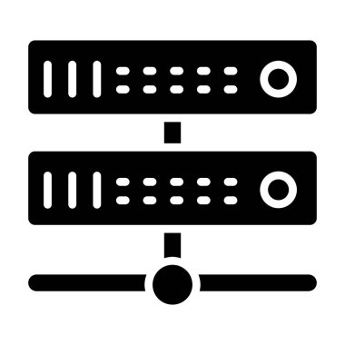 Sunucu katı simgesi. Donanım vektör çizimi beyaza izole edildi. Veri kabartma tasarımı, web ve uygulama için tasarlandı. Eps 10.