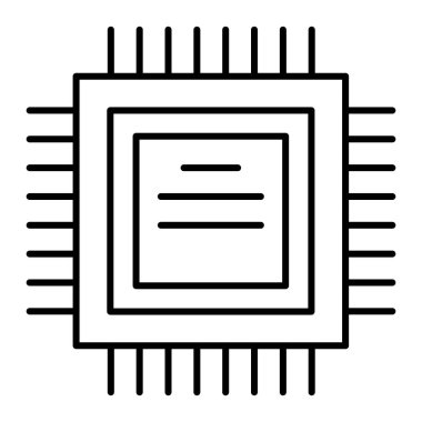 İşlemci ince çizgi simgesi. İşlemci vektör illüstrasyonu beyazda izole edildi. Çip tasarımı, web ve uygulama için tasarlanmış. Eps 10.