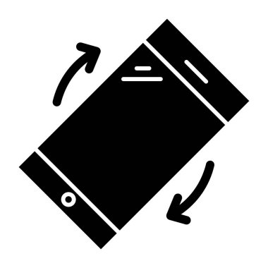 Telefon simgesini döndür. Beyazda izole edilmiş akıllı telefon sensör vektör çizimi. Telefon kabartma tasarımı, web ve uygulama için tasarlandı. Eps 10.