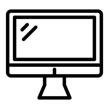Bilgisayar monitörü çizgi simgesi. Ekran vektör illüstrasyonu beyazda izole edildi. Web ve uygulama için tasarlanmış tasarım tasarımı göster. Eps 10.