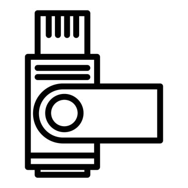 Flash disk çizgisi simgesi. Beyaz üzerinde izole edilmiş Usb bellek vektör illüstrasyonu. Depolama tasarımı, web ve uygulama için tasarlandı. Eps 10.