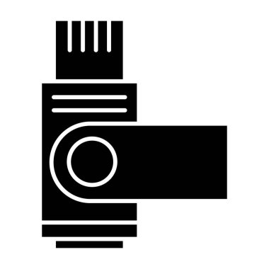 Flaş bellek simgesi. Beyaz üzerinde izole edilmiş Usb bellek vektör illüstrasyonu. Depolama kabartma tasarımı, web ve uygulama için tasarlanmış. Eps 10.