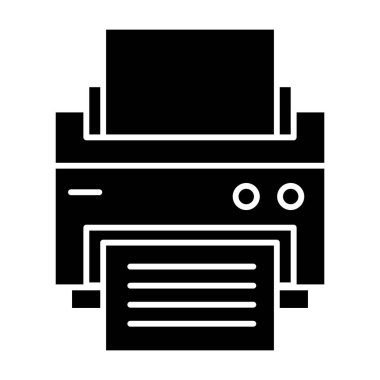 Yazıcı katı simgesi. Yazdırma vektör illüstrasyonu beyaza izole edildi. Faks kabartma tasarımı, web ve uygulama için tasarlanmış. Eps 10.