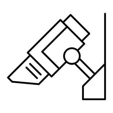 Güvenlik kamerası ince çizgi ikonu. Kapalı devre kamera vektör illüstrasyonu beyazda izole edildi. Güvenlik kamerası tasarımı, web ve uygulama için tasarlanmış. Eps 10.