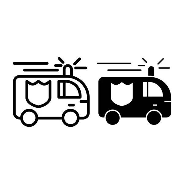 İtfaiye hattı ve sembol. İtfaiye aracı çizimi beyaza izole edildi. İtfaiyeci araba tasarımı, web ve uygulama için tasarlanmış. Eps 10. — Stok Vektör