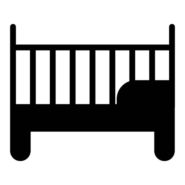 Cama de bebê ícone sólido. Ilustração do vetor da cama da criança isolada no branco. Design de estilo de glifo de berço, projetado para web e aplicativo. Eps 10 . —  Vetores de Stock