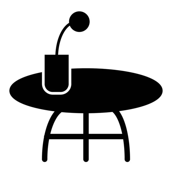 Table basse icône solide. Petite table avec illustration vectorielle de fleurs isolée sur blanc. Design de bureau de style glyphe, conçu pour le web et l'application. Eps 10. — Image vectorielle