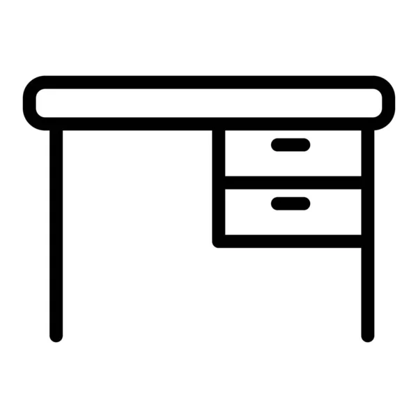 机の線のアイコン。オフィスの机のベクトル図は白に隔離された。ウェブとアプリ用に設計されたテーブルアウトラインスタイルデザイン。Eps 10. — ストックベクタ