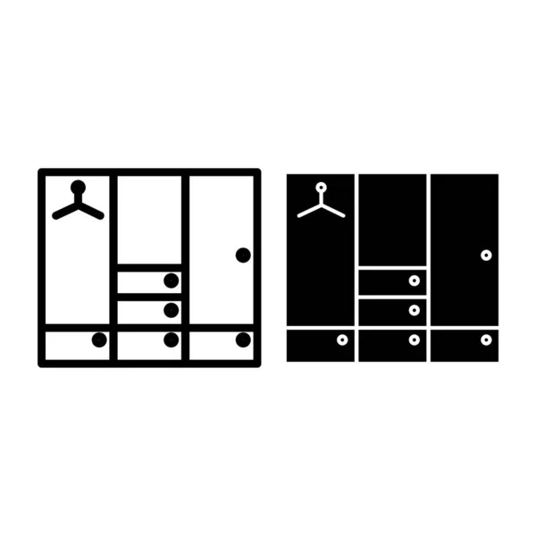 Линия гардероба и иконка глифа. Векторная иллюстрация шкафа изолирована на белом. Стиль шкафа, разработанный для веб и приложений. Eps 10 . — стоковый вектор