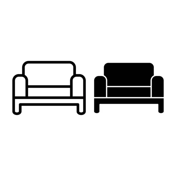 Sofá de línea y glifo icono. Ilustración de vectores de sofá aislados en blanco. Muebles de sala de estar esbozan el diseño de estilo, diseñado para la web y la aplicación. Eps 10 . — Vector de stock