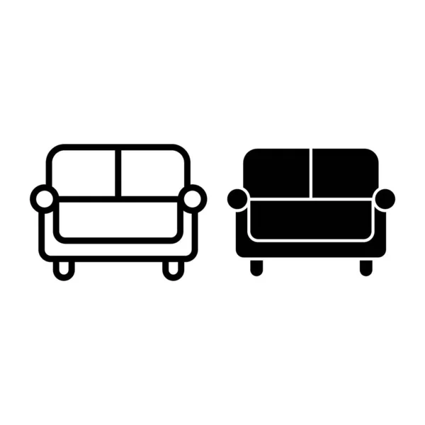 Linha de sofá e ícone de glifo. Sofá ilustração vetorial isolado em branco. Divan design estilo esboço, projetado para web e app. Eps 10 . —  Vetores de Stock