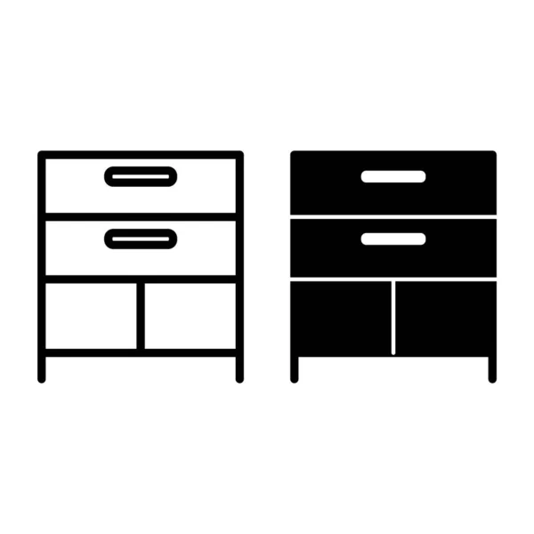 Schubladenlinie und Glyphen-Symbol. Kabinettvektorillustration isoliert auf weiß. Storage Outline Style Design, entworfen für Web und App. Eps 10. — Stockvektor