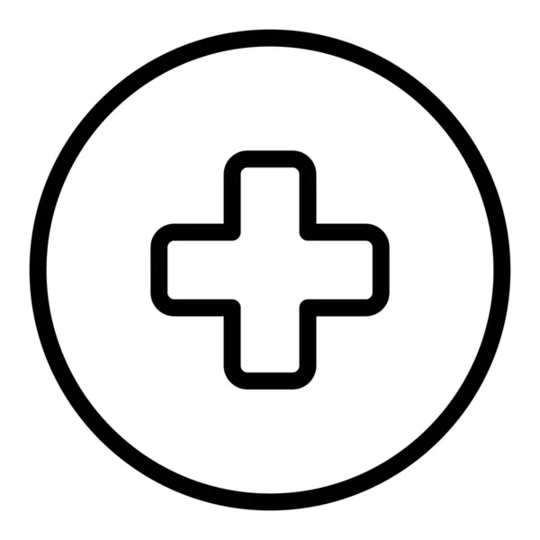 Croix médicale dans une icône de ligne circulaire. Illustration vectorielle transversale d'urgence isolée sur blanc. Plus design de style de contour, conçu pour le web et l'application. Eps 10. — Image vectorielle