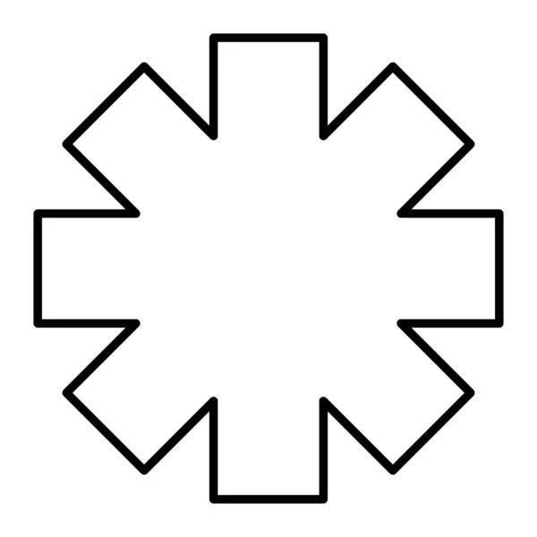 Icône de ligne mince étoile d'urgence. Illustration vectorielle de signe d'ambulance isolée sur blanc. Modèle de style de contour de symbole médical, conçu pour le web et l'application. Eps 10. — Image vectorielle