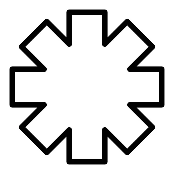 Icône de ligne d'étoile d'urgence. Illustration vectorielle de signe d'ambulance isolée sur blanc. Modèle de style de contour de symbole médical, conçu pour le web et l'application. Eps 10. — Image vectorielle