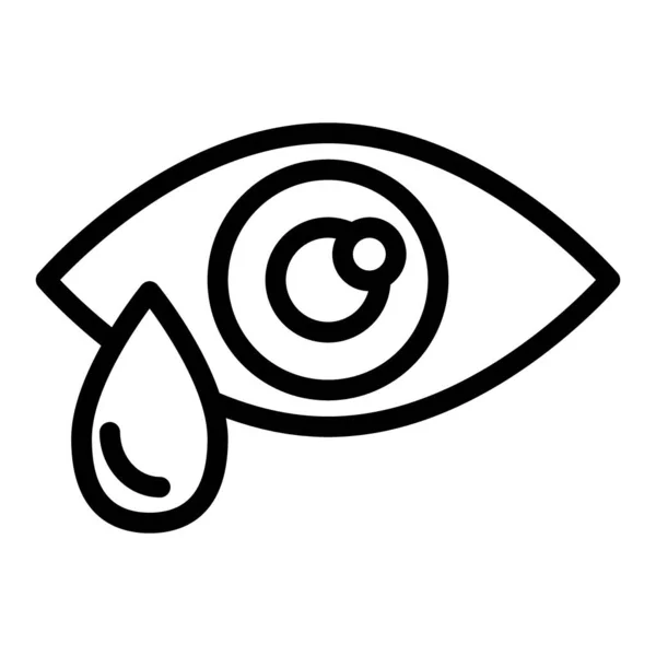 Значок линии падения глаз. Глаз со слезоточивой векторной иллюстрацией изолирован на белом. Eye with drop outline style design, designed for web and app. Eps 10 . — стоковый вектор
