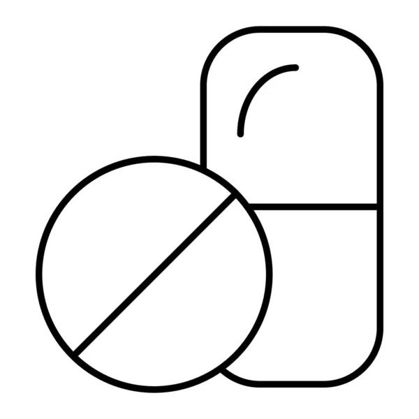 Pillen dünne Linie Symbol. Capsule Symbol Vektor Illustration isoliert auf weiß. Tablets skizzieren das Stildesign, das für Web und App entwickelt wurde. Eps 10. — Stockvektor