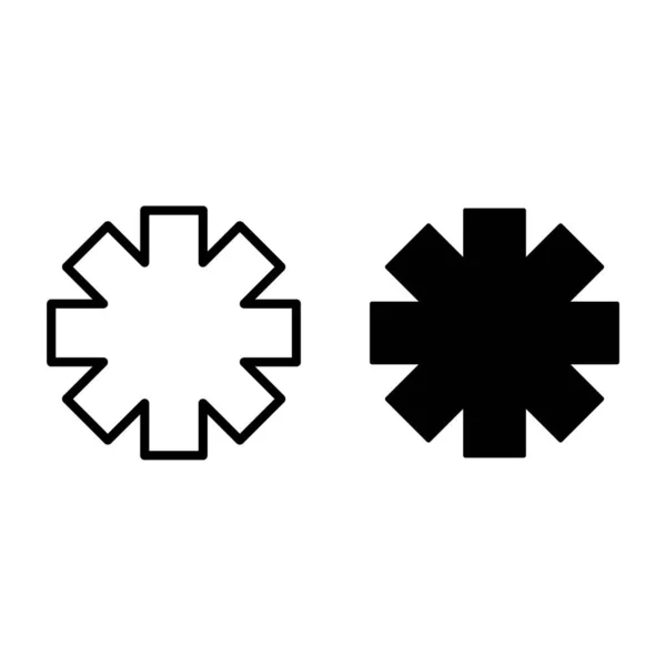 Ligne d'étoile d'urgence et icône de glyphe. Illustration vectorielle de signe d'ambulance isolée sur blanc. Modèle de style de contour de symbole médical, conçu pour le web et l'application. Eps 10. — Image vectorielle