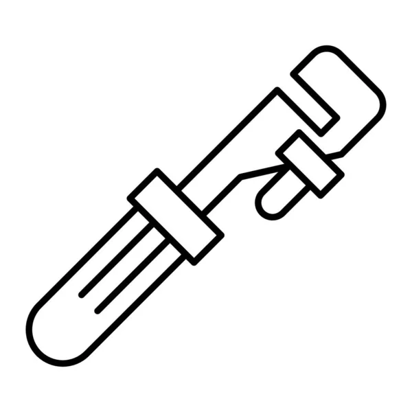 Gasskiftnyckel tunn linje ikon. Reparation verktyg vektor illustration isolerad på vitt. Spanner skissera stil design, utformad för webb och app. Eps 10. — Stock vektor