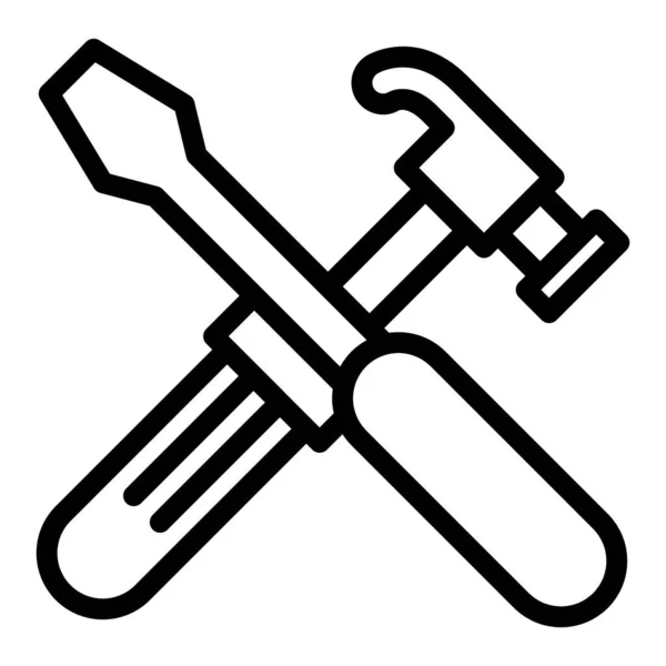 锤子和螺丝刀线图标。白色上孤立的修理向量图解。工具概述了为web和app设计的样式设计。Eps 10. — 图库矢量图片