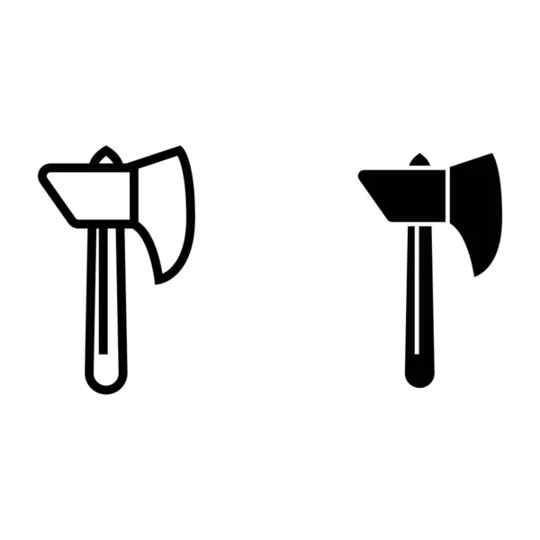 Linha de machado e ícone de glifo. Ilustração vetorial de Ax isolada sobre branco. Hatchet design estilo esboço, projetado para web e app. Eps 10 . —  Vetores de Stock