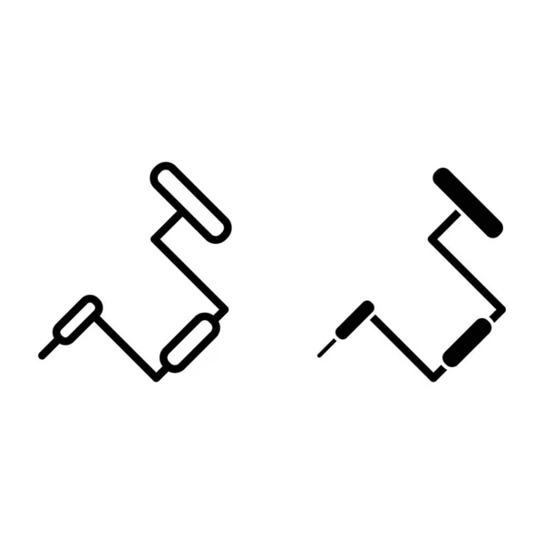 Akkubohrleitung und Glyphen-Symbol. Alte Bohrvektordarstellung isoliert auf weiß. Handbohrer skizzieren Stil-Design, entworfen für Web und App. Eps 10. — Stockvektor