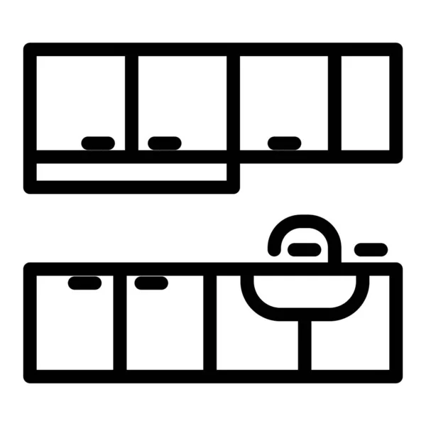 Kitchen with washbasin line icon. Мебельные векторные иллюстрации изолированы на белом. Дизайн оформления интерьера дома, разработанный для веб и приложения. Eps 10 . — стоковый вектор