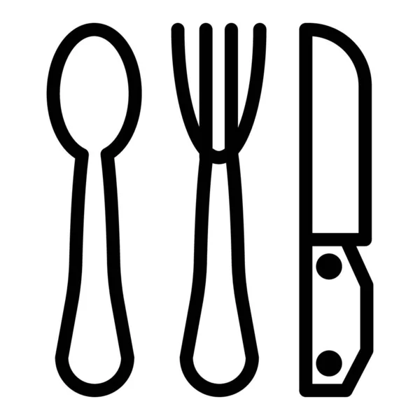 Kniv, gaffel och sked linje ikon. Utensil vektor illustration isolerad på vitt. Silverware skissera stil design, utformad för webb och app. Eps 10. — Stock vektor