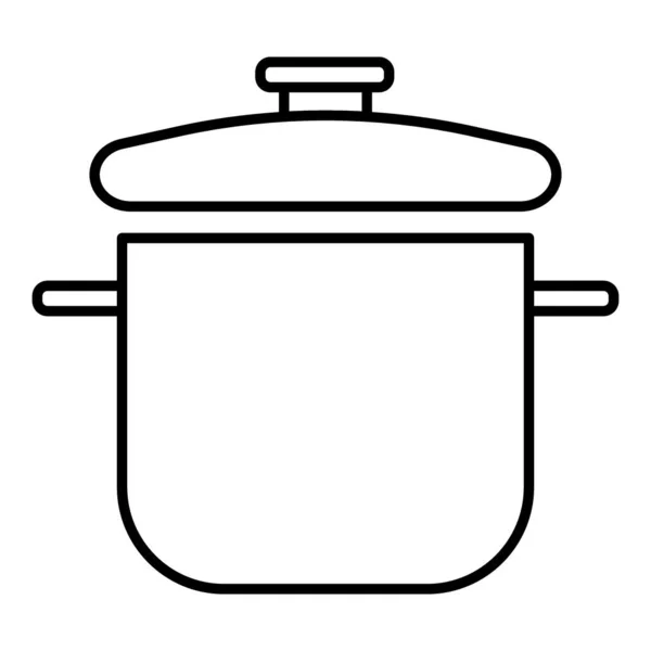 Ícone de linha fina panela. Pote ilustração vetorial isolado em branco. Projeto de estilo de esboço de panela de cozinha, projetado para web e aplicativo. Eps 10 . — Vetor de Stock