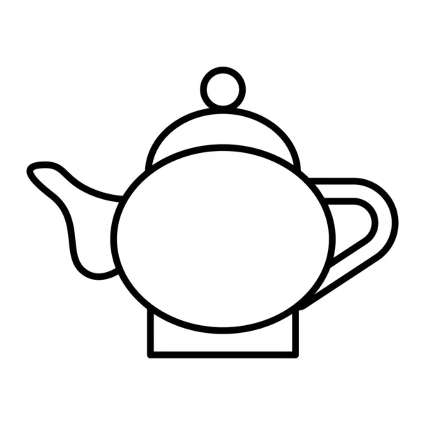 Ceramic kettle thin line icon. Porcelain teapot vector illustration isolated on white. Coffee pot outline style design, designed for web and app. Eps 10. — Stock Vector