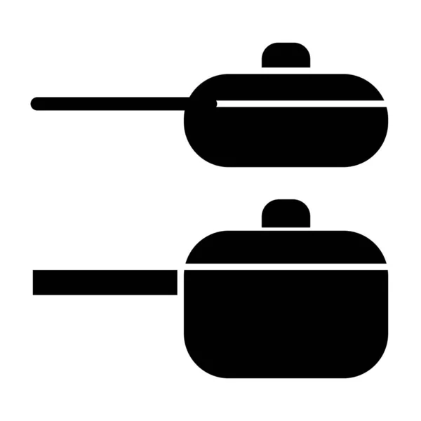 Dos sartenes icono sólido. Dos ollas de cocina ilustración vectorial aislado en blanco. Diseño de estilo glifo de cacerola, diseñado para web y aplicación. Eps 10 . — Archivo Imágenes Vectoriales