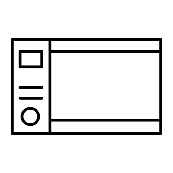 Microondas ícone de linha fina forno. Ilustração do vetor do aparelho isolado no branco. Forno elétrico design estilo esboço, projetado para web e app. Eps 10 . — Vetor de Stock