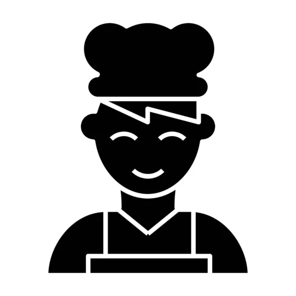 Ícone sólido do Chef. Cook ilustração vetorial isolado em branco. Chef em design de estilo de chapéu de cozinha glifo, projetado para web e aplicativo. Eps 10 . —  Vetores de Stock