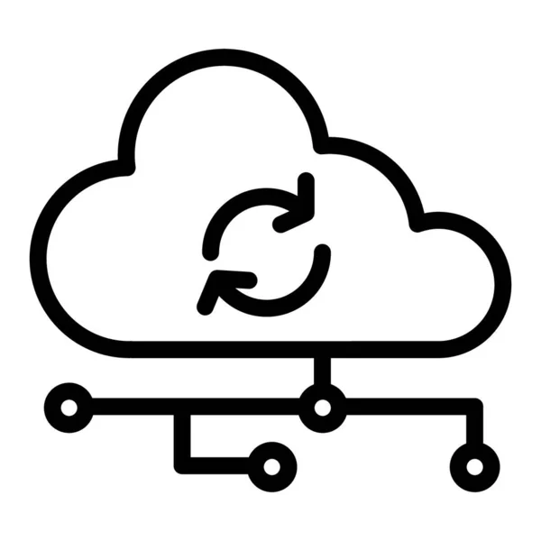 Icono de línea de sincronización de nube. Ilustración vectorial de tecnologías de red aislada en blanco. Diseño de estilo de esquema de computación, diseñado para web y aplicación. Eps 10 . — Archivo Imágenes Vectoriales