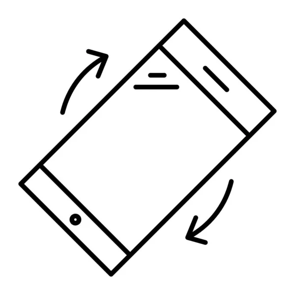 電話は細い線のアイコンを回転します。白で隔離されたスマートフォンセンサーベクトルイラスト。電話は、 Webやアプリ用に設計されたアウトラインスタイルデザインを回転させます。Eps 10. — ストックベクタ