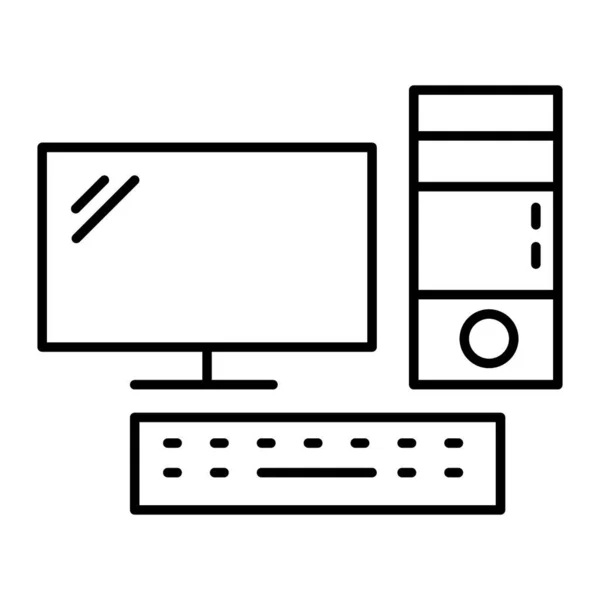 Desktop-Computer Thin-Line-Symbol. Pc-Vektordarstellung isoliert auf weiß. Technologie skizziert Stil-Design, entworfen für Web und App. Eps 10. — Stockvektor