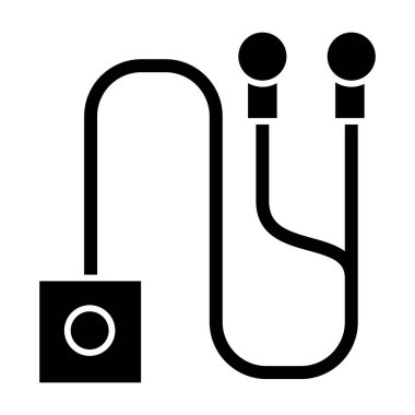 Kulaklık takan bir Mp3 oynatıcı. Ses vektör illüstrasyonu beyazda izole edildi. Ses kabartma tasarımı, web ve uygulama için tasarlandı. Eps 10.