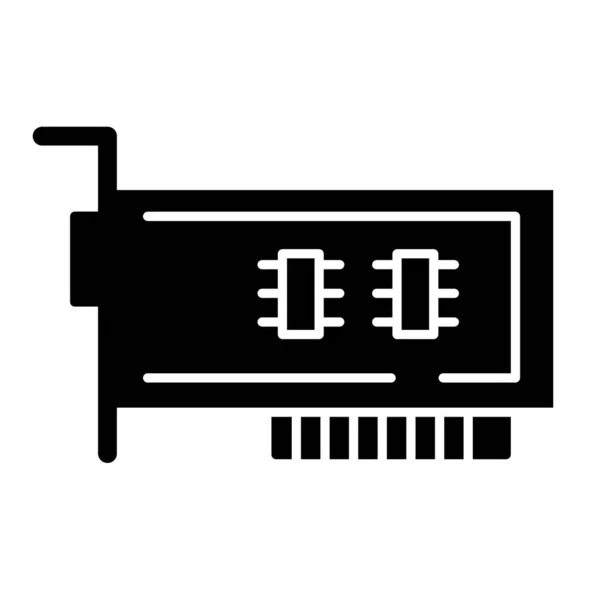Icono sólido de tarjeta gráfica. Ilustración vectorial de tarjeta de vídeo aislada en blanco. Diseño de estilo glifo Chip, diseñado para web y aplicación. Eps 10 . — Vector de stock