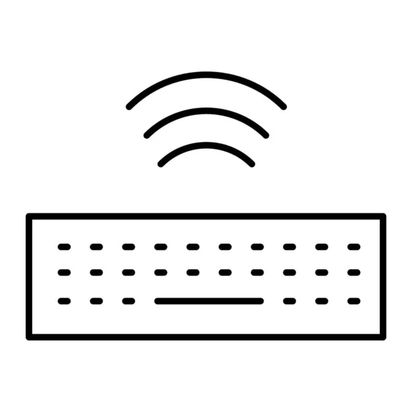 ワイヤレスキーボードの細い線のアイコン。白で分離されたキーベクトル図。Webやアプリ用に設計されたデバイスアウトラインスタイルデザイン。Eps 10. — ストックベクタ
