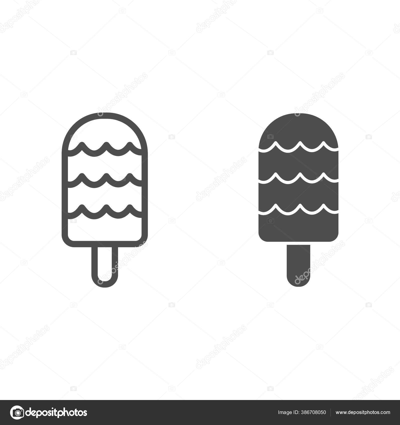 Fruit ice cream line and solid icon, dessert concept, icecream sign on