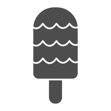 Meyveli dondurma katı ikon, tatlı konsepti, beyaz arka planda dondurma tabelası, mobil konsept ve web tasarımı için glifli dondurma ikonu. Vektör grafikleri.