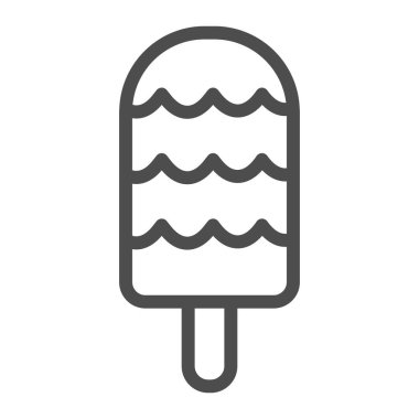 Meyve dondurma çizgisi ikonu, tatlı konsepti, beyaz arka planda dondurma tabelası, mobil konsept ve web tasarımı için ana hatlı dondurma ikonu. Vektör grafikleri.
