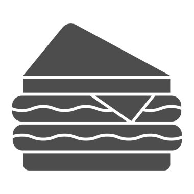 Sandviç katı ikonu, sokak yemekleri kavramı, beyaz arka planda peynirli ekmek ve et işareti, mobil konsept ve web tasarımı için çerez ikonu. Vektör grafikleri.