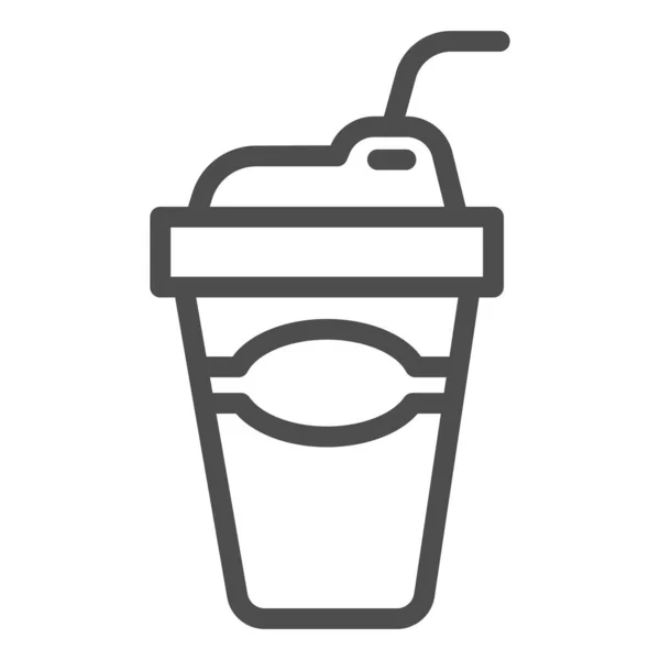 Latte kahve hattı ikonu, sokak yemekleri konsepti, beyaz arka planda sıcak içecek tabelası için tek kullanımlık bardak, mobil konsept ve web tasarımı için ana hatlı kahve ikonu. Vektör grafikleri. — Stok Vektör