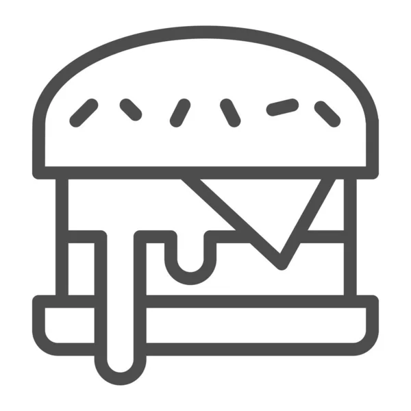 Значок линии чизбургеров, концепция уличной еды, знак гамбургера на белом фоне, иконка гамбургера в стиле набросков для мобильной концепции и веб-дизайна. Векторная графика . — стоковый вектор
