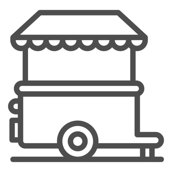Значок "Столик на колесах", концепция уличной еды, табличка "Уличный киоск" на белом фоне, значок киоска трейлера в стиле набросков для мобильной концепции и веб-дизайна. Векторная графика . — стоковый вектор